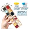 14 Grids Pill Organizer Box with 40 White Labels - Travel Medicine Case Kit - Pocket Daily Weekly Pharmacy Container - 7 Day, 2 Times a Day Vitamin Supplement Medication Holder Dispenser - Khaki view 2