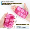 14 Grids Pill Organizer Box with 40 White Labels - Travel Medicine Case Kit - Pocket Daily Weekly Pharmacy Container - 7 Day, 2 Times a Day Vitamin Supplement Medication Holder Dispenser- Clear Pink view 3