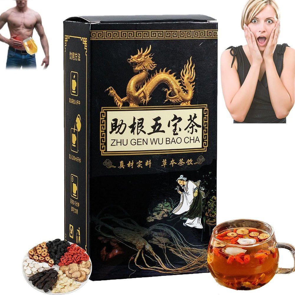 Ginseng Five Treasures Tea Kidney Tea,Kidney Tea Formula Ginseng Five Treasure Tea,Mens Essentials Kidney Tea,Chinese Kidney Care Tea,Liver and Kidney Care Tea for Men (3 Box)