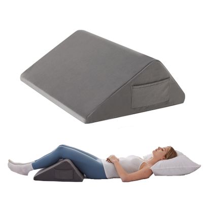 Knee Pillow for Back Sleeping, Leg Pillow Knee Wedge Pillow, Memory Foam Wedge Pillows for Legs After Surgery, Triangle Pillow for Knee Support, Leg Elevation, Knees Hip Back Pain Relief, Short Plush