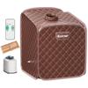 COSTWAY Portable Steam Sauna Tent, Folding Personal Full Body Spa Home Sauna with 1000W Generator, 9 Levels Temperature, Timer, Chair & Foot Massage Roller, Therapy Detox Room Steam Cabin (Coffee) view 1