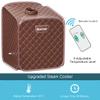 COSTWAY Portable Steam Sauna Tent, Folding Personal Full Body Spa Home Sauna with 1000W Generator, 9 Levels Temperature, Timer, Chair & Foot Massage Roller, Therapy Detox Room Steam Cabin (Coffee) view 2