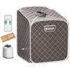 COSTWAY Portable Steam Sauna Tent, Folding Personal Full Body Spa Home Sauna with 1000W Generator, 9 Levels Temperature, Timer, Chair & Foot Massage Roller, Therapy Detox Room Steam Cabin (Grey) view 1