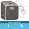 COSTWAY Portable Steam Sauna Tent, Folding Personal Full Body Spa Home Sauna with 1000W Generator, 9 Levels Temperature, Timer, Chair & Foot Massage Roller, Therapy Detox Room Steam Cabin (Grey) view 2
