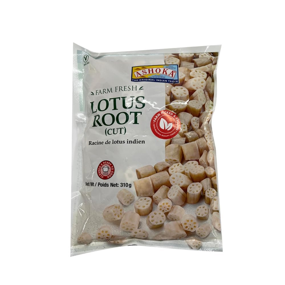 Ashoka Lotus Root Cut with Farm Fresh, Frozen Vegetables, Crispy and Fresh, Creamy White Pulp, Ready-to-Use Cut Slices, Indian Origin - 310g