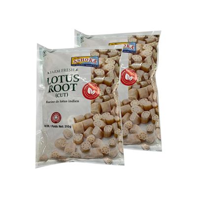 Ashoka Lotus Root Cut with Farm Fresh, Frozen Vegetables, Crispy and Fresh, Creamy White Pulp, Ready-to-Use Cut Slices, Indian Origin - 310g (Pack of 2)
