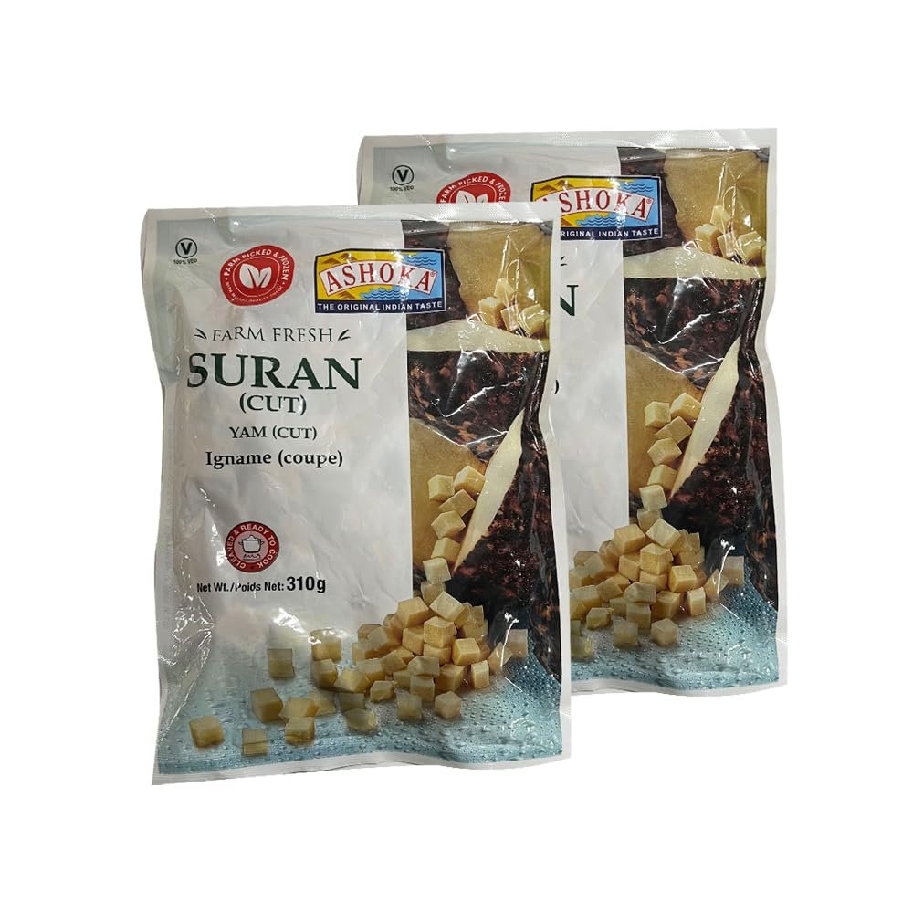 Ashoka Suran (Cut) Yam (Cut) Fresh Vegetable The Original Indian Taste Farm Fresh Frozen Vegetable Indian Origin 310G Pack of 2
