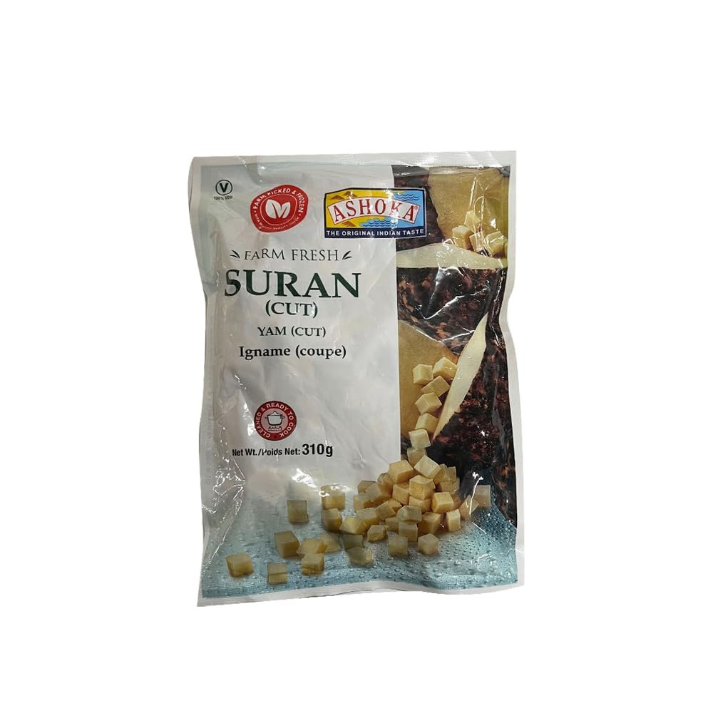 Ashoka Suran (Cut) Yam (Cut) Fresh Vegetable The Original Indian Taste Farm Fresh Frozen Vegetable Indian Origin 310G Pack of 1