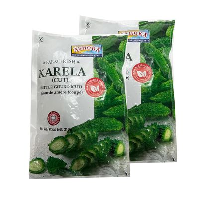 Ashoka Karela (Cut) Bitter Gourd Ring Frozen Karela Rings Pavakkai The Original Indian Taste Farm Fresh Frozen Vegetable Indian Origin 310G Pack of 2