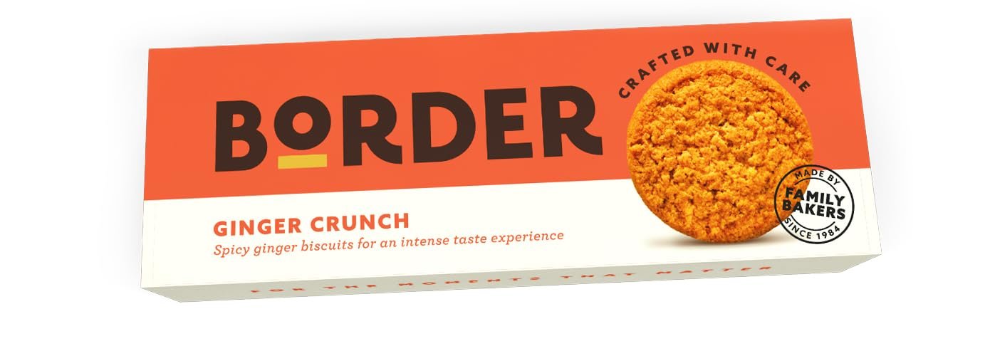 Border Biscuit Fiery Ginger Crunch - Made with Real Ginger - With Warming Spicy Aroma - Deliciously Crunchy Treat - Perfect Food Gift for Biscuit Lovers - Pack of 10 x 135g