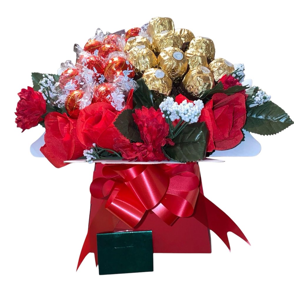 Chocolate Lindor Ferero Roche Bouquet Hamper Gift Men Women Red Gold Blue Pink White Sweets Candy (Medium)