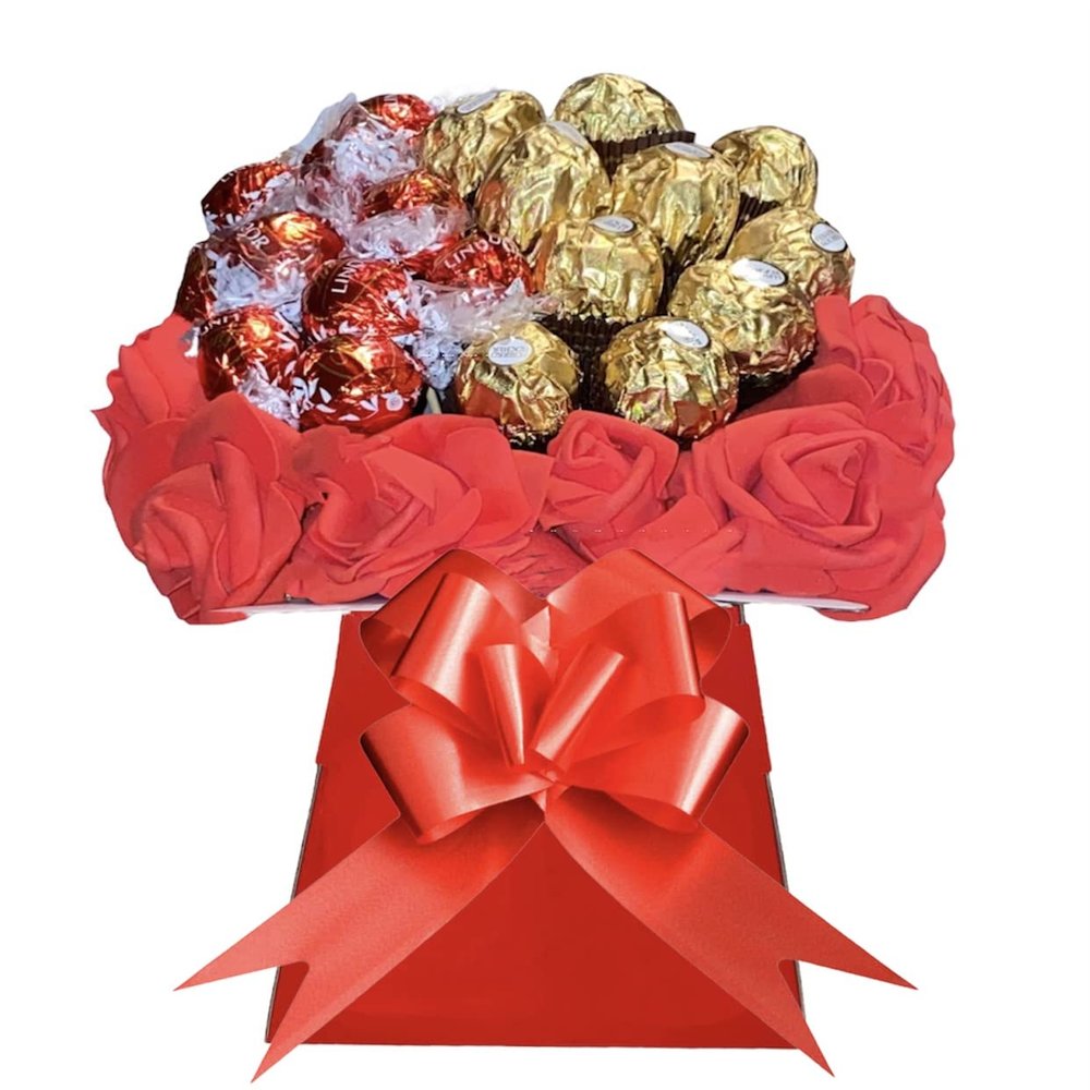 Chocolate Lindor Lind Ferrero Rochr Bouquet Hamper Gift Men Women Red Gold Blue Pink White Sweets Cadbury (Medium)