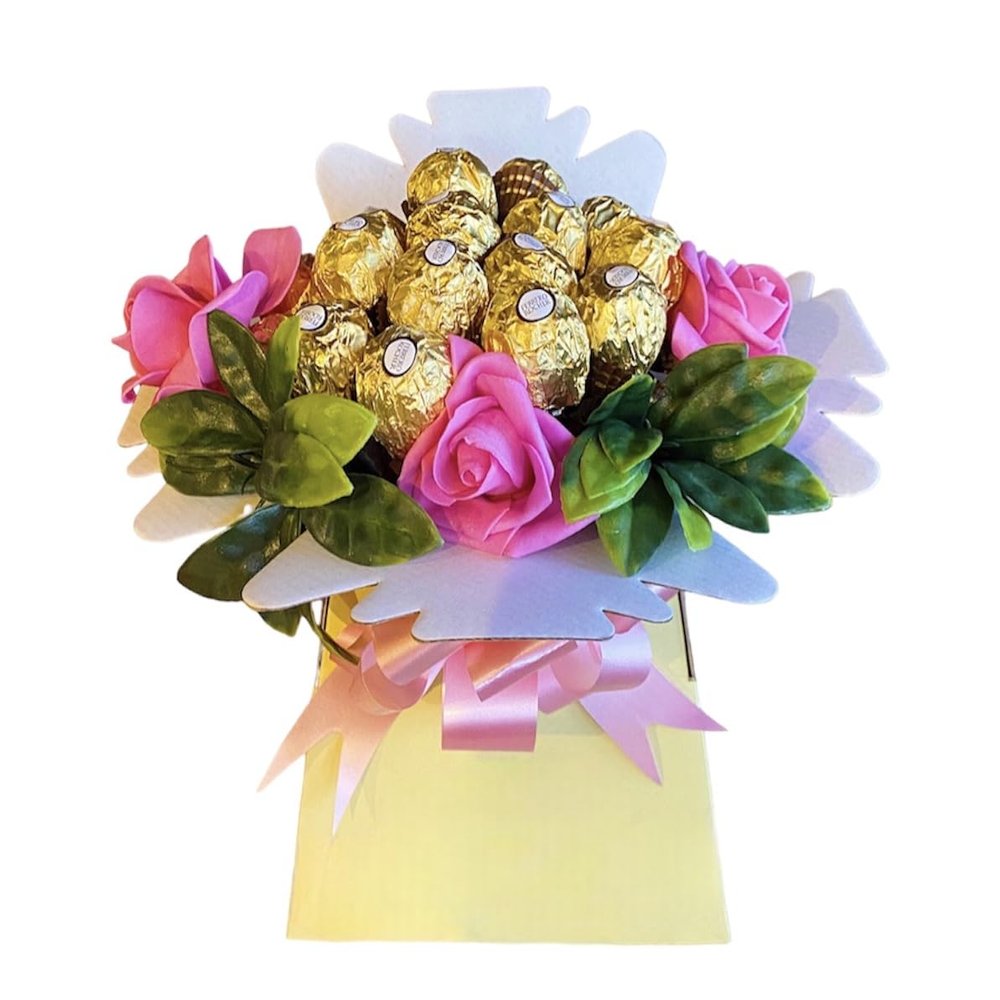 Pink Chocolate Hamper Ferraro Bouquet Flower Red Personalised Gift Box Sweets Candy Present Large Birthday (Small)