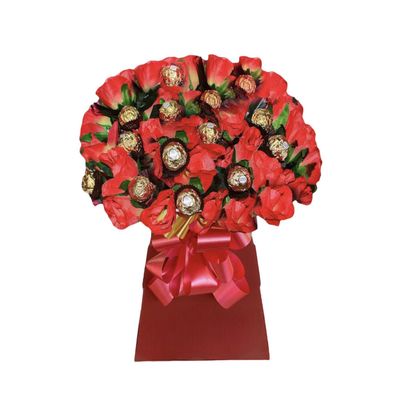 Chocolate Flower Hamper Ferero Bouquet Red Personalised Gift Box Sweets Candy Present Large Birthday (Small)