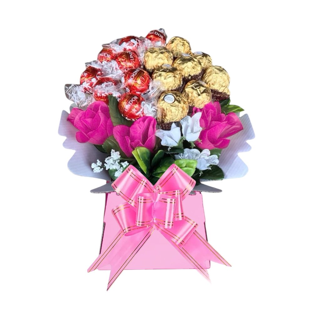 Chocolate Lindr Ferero Bouquet Hamper Gift Men Women Red Gold Blue Pink White Sweets Candy Personalised (Medium)