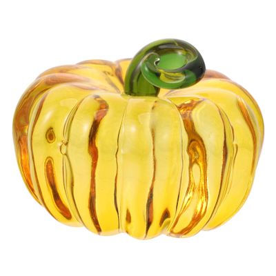 LIFKICH Glass Pumpkin Decor Lifelike Miniature Pumpkins Velvet Tabletop Ornaments for Home Decoration