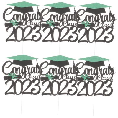 CIMAXIC 6pcs Graduation Cake Topper Flag Cupcake Toppers Edible Decorations Wedding Party Supplies