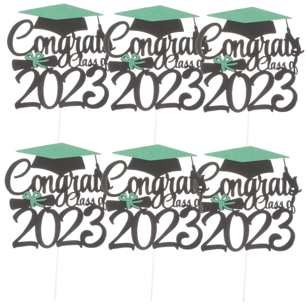 CIMAXIC 6pcs Graduation Cake Topper Flag Cupcake Toppers Edible Decorations Wedding Party Supplies