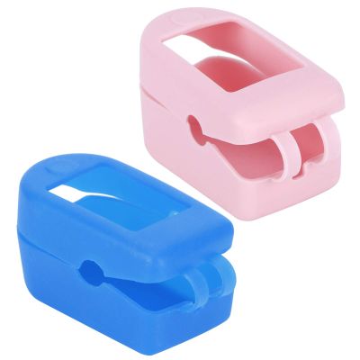 2Pcs Oximeter Silicone Cover,Portable Fingertip Pulse Monitor Protector Oximeter Storage Case for Travel Home(Black White) (Color : Blue+pink)