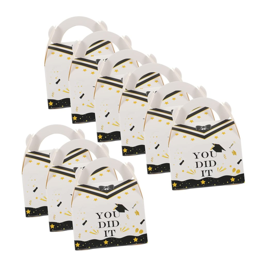 Cabilock 50pcs Graduation Cap Candy Holder Boxes Decorative Treat Boxes for Graduation Party Favors for Classmates Friends Teachers Paper Design