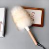 LUNCHS Lambswool Duster With Wooden Handle,reusable Feather Duster For Cleaning Furniture,Window Blinds,Bookshelves Etc (Color : White, Size : 18cm) view 1