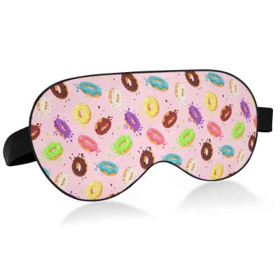 Donuts Flamingo Sleep Mask Light Blocking Eye Mask for Sleeping with Adjustable Strap Summer Pink Soft Lightweight Eye Cover Blindfold for Men Women Work Travel Naps