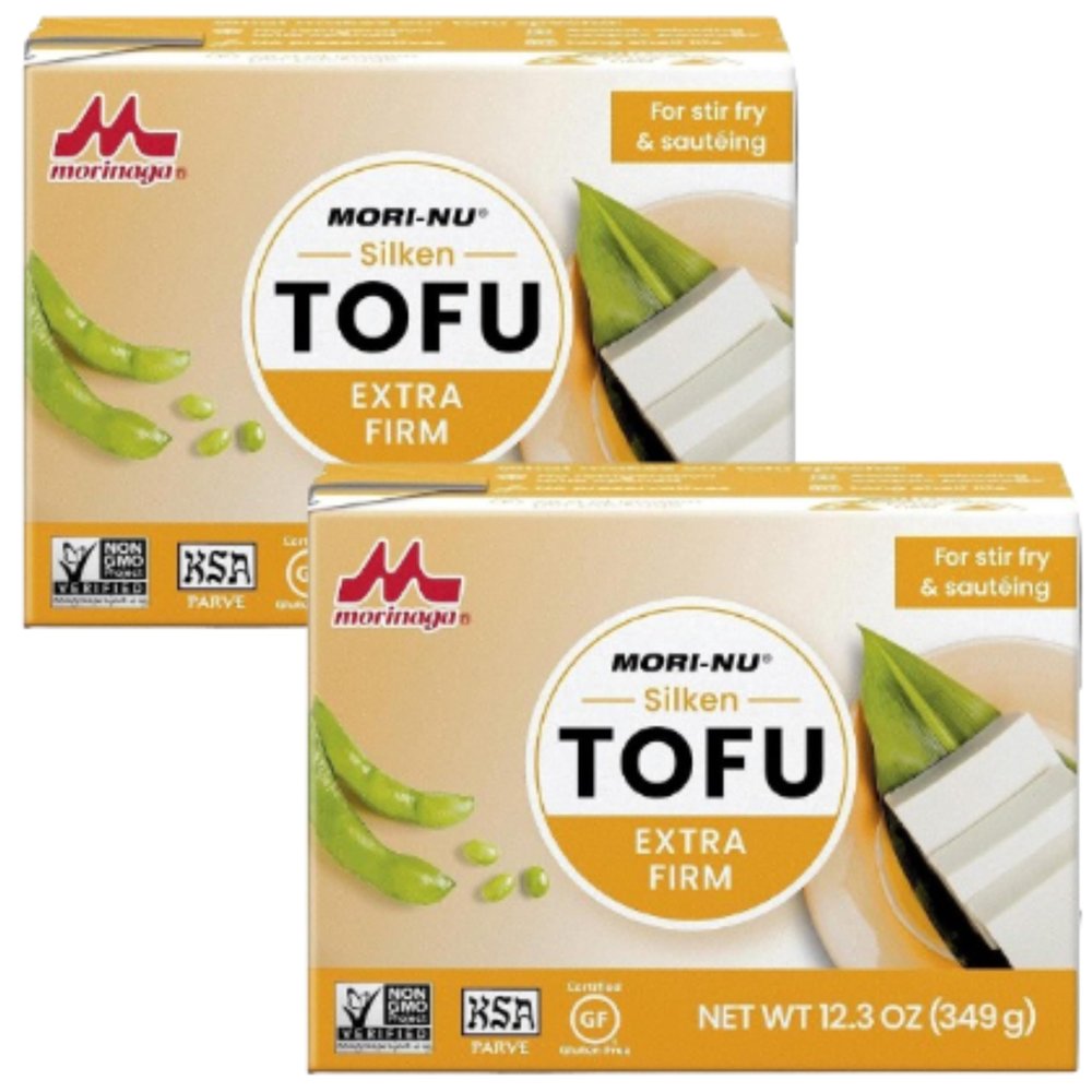 Mori-Nu Extra Firm Tofu 349g - Pack of 2 | Silken Texture, Non-GMO, Vegan Protein - Ideal for Cooking, Grilling, and Salads