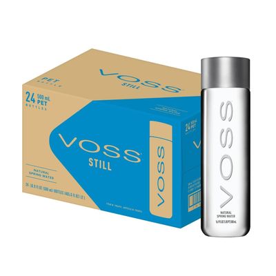 VOSS Premium Still Natural Water - Pure Drinking in High Grade PET Recyclable Bottle With Unique & Iconic Design - 24 Pack
