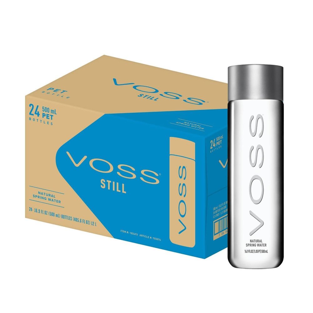 VOSS Premium Still Natural Water - Pure Drinking in High Grade PET Recyclable Bottle With Unique & Iconic Design - 24 Pack