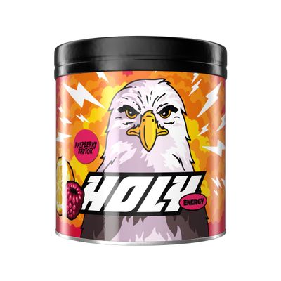 HOLY Energy Gaming Booster Flavour Powder | 50 portions with NewCaff & Green Tea Extract | Focus Booster - Focus Drink | Vegan with 100% natural fruit flavours (350 grams, Raspberry Raptor)