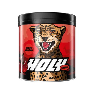 HOLY Energy Gaming Booster Flavour Powder | 50 portions with NewCaff & Green Tea Extract | Focus Booster - Focus Drink | Vegan with 100% natural fruit flavours (350 grams, Cherry Cheetah)