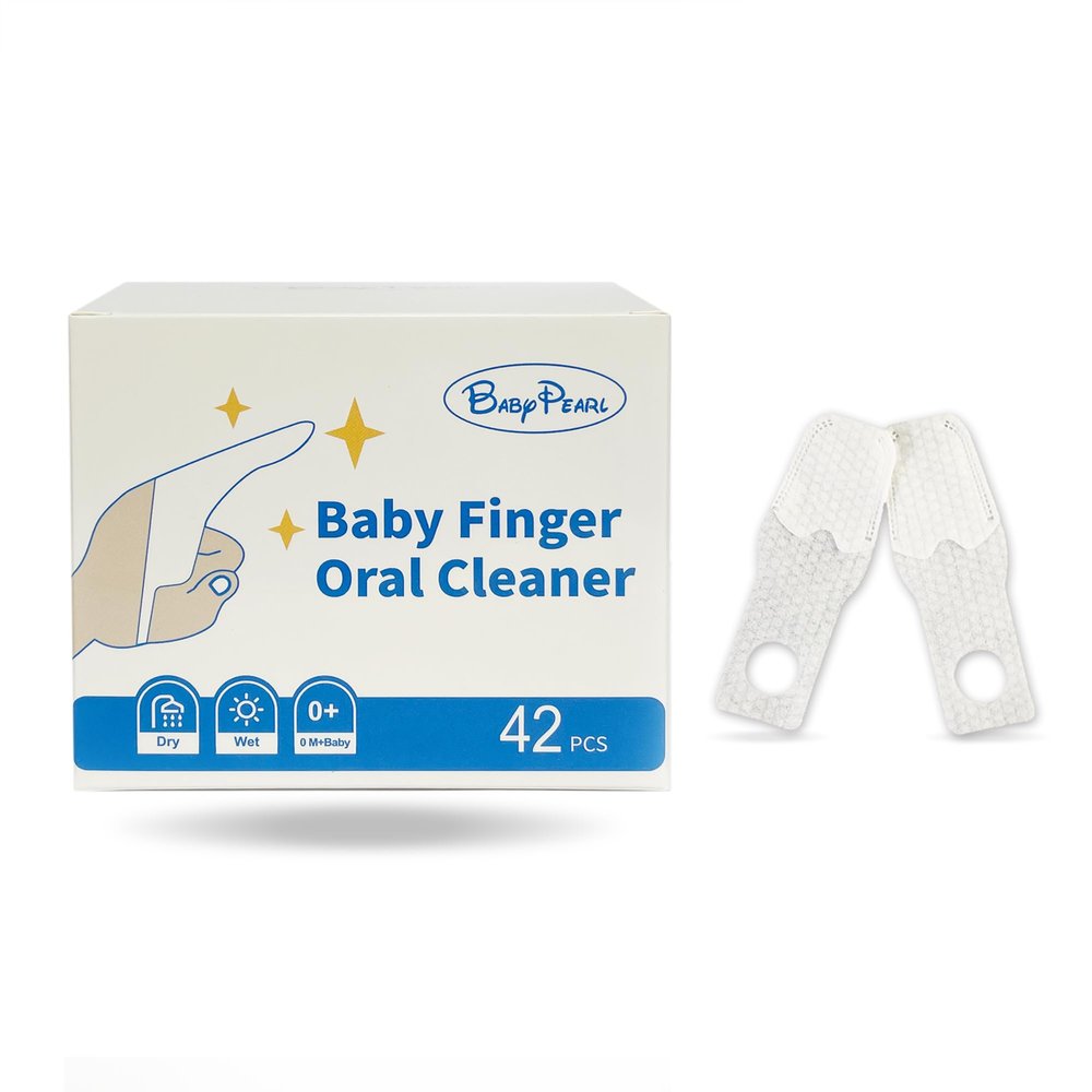 BabyPearl Baby Tongue Cleaner Newborn Finger Toothbrush, 42 Count Disposable Wet and Dry Use Baby Mouth Cleaner, Newborn Oral Care Clean 0-36 Months Toddler Teeth, Gums, Tongue Coating