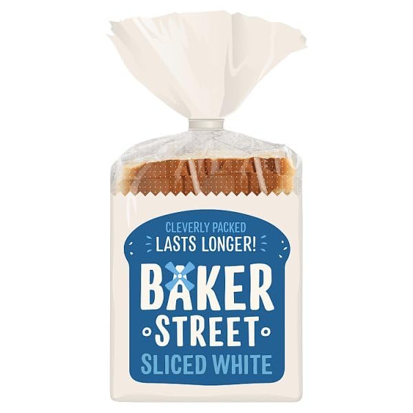 Baker Street White Sliced Bread 550g (Pack of 2) | Classic Soft and Fluffy Loaves | Healthy and Nutritious | Long Life Freshness