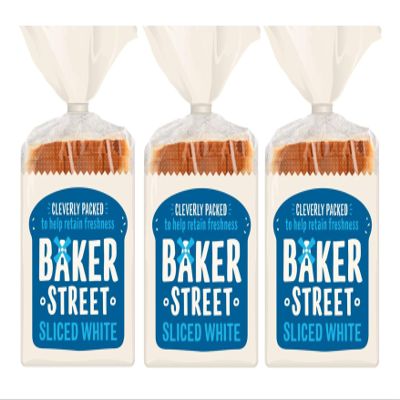 Baker Street White Sliced Bread 550g (Pack of 3) | Classic Soft and Fluffy Loaves | Healthy and Nutritious | Long Life Freshness