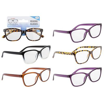 PMS Louis Armand Stylish Plastic Frame Reading Glasses-1 Count, 4 Colours (5 Strengths), Black/Brown/2 Tone/Tortoiseshell, 12 cm