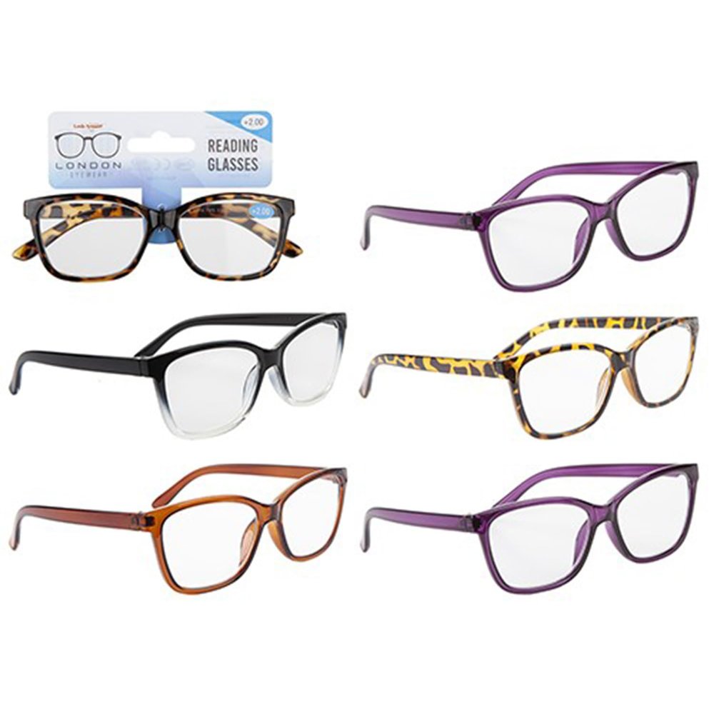 PMS Louis Armand Stylish Plastic Frame Reading Glasses-1 Count, 4 Colours (5 Strengths), Black/Brown/2 Tone/Tortoiseshell, 12 cm