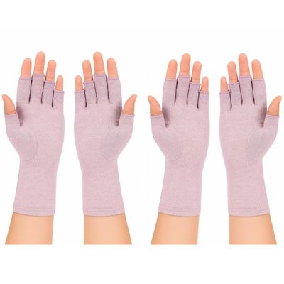 2Pairs Arthritis Compression Gloves for Men & Women | Open Finger Gloves for Wrist Support | Hand Therapy Carpal Tunnel Gloves, Breathable Moisture Wicking Fabric, Relieve Arthritis Pain | Purple (M)
