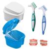2pcs Denture Case, Denture Box, Braces Box, Denture Container with 2pcs Denture Toothbrush, Denture Box with Basket for Travel Cleaning view 1