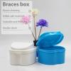 2pcs Denture Case, Denture Box, Braces Box, Denture Container with 2pcs Denture Toothbrush, Denture Box with Basket for Travel Cleaning view 3
