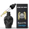 Beard and Bones - 60ml Beard Oil for Men | Nut Free | Natural Carrier Oils of Jojoba, Squalane and Sea Buckthorn Oil | Black Glass Skull | Choice of 6 Scents (Savage) view 1