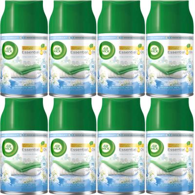Air Wick Freshmatic Refill, Crisp Linen & Lilac, Pack 8 x 250ml, Infused with natural essential oils, Lasts up to 560 days, Air freshener