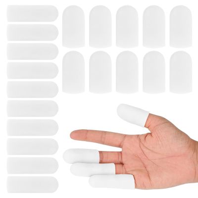20 PCS Silicone Finger Protectors, White Waterproof Finger Protectors, Gel Thumb Protector for Finger Arthritis, Finger Cracking, Finger Callus, Hand Eczema or Finger Blister Protection (White)