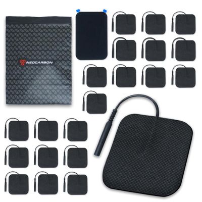 Reusable Electrode Pads for TENS Pro EMS Unit, Premium Replacement Square Pads with Plastic Holder, Set of 10 Pairs, Black
