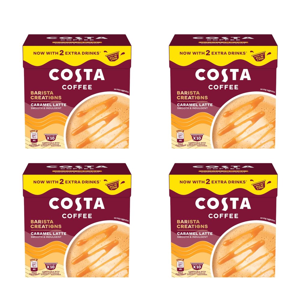 COSTA COFFEE CARAMEL LATTE PODS 4 PACKS (CARAMEL LATTE 10 CAPSULES)