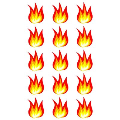 15 x Fire Flames Edible Wafer or Icing Cupcake Toppers Fun Xmas Party Cake Decorations (Edible Wafer Card)