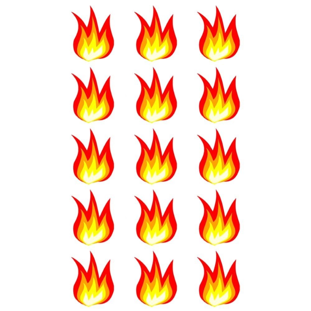 15 x Fire Flames Edible Wafer or Icing Cupcake Toppers Fun Xmas Party Cake Decorations (Edible Wafer Card)
