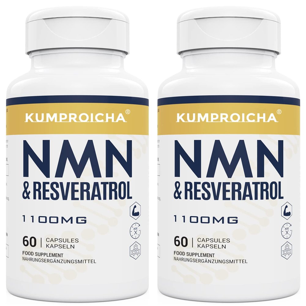 NAD+ Trans-Resveratrol Supplement 1100mg with Black Pepper Extract - Cellular Energy Booster (60 Count (Pack of 2))