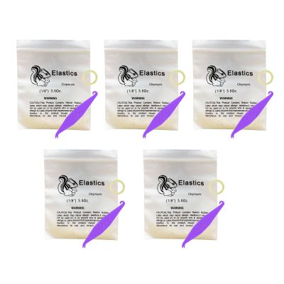 1/8 Inch Orthodontic Elastics, 500 Pack Medium 3.5 Ounce Fix Tooth Gap, 5 Pack Elastic Placer for Braces