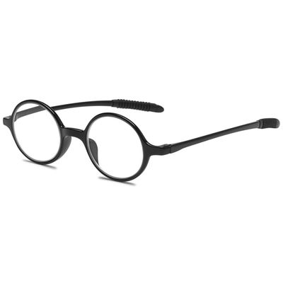 ABETOS Small Round Reading Glasses Retro Vintage Computer Readers for Men Women TR90 Flexible Lightweight Eyeglasses 1.0 1.25 1.5 1.75 2.0 2.25 2.5 2.75 3.0, Bright Black 3.0