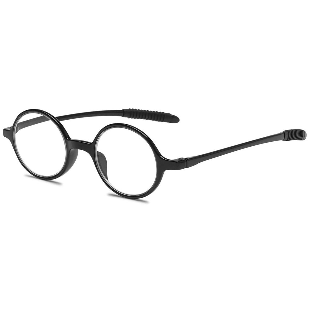 ABETOS Small Round Reading Glasses Retro Vintage Computer Readers for Men Women TR90 Flexible Lightweight Eyeglasses 1.0 1.25 1.5 1.75 2.0 2.25 2.5 2.75 3.0, Bright Black 3.0